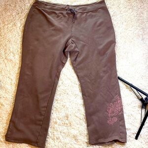 CASLON WOMEN’S PLUS SIZE 3X TAUPE BROWN DRAWSTRING PEDAL PUSHER PANTS GUC